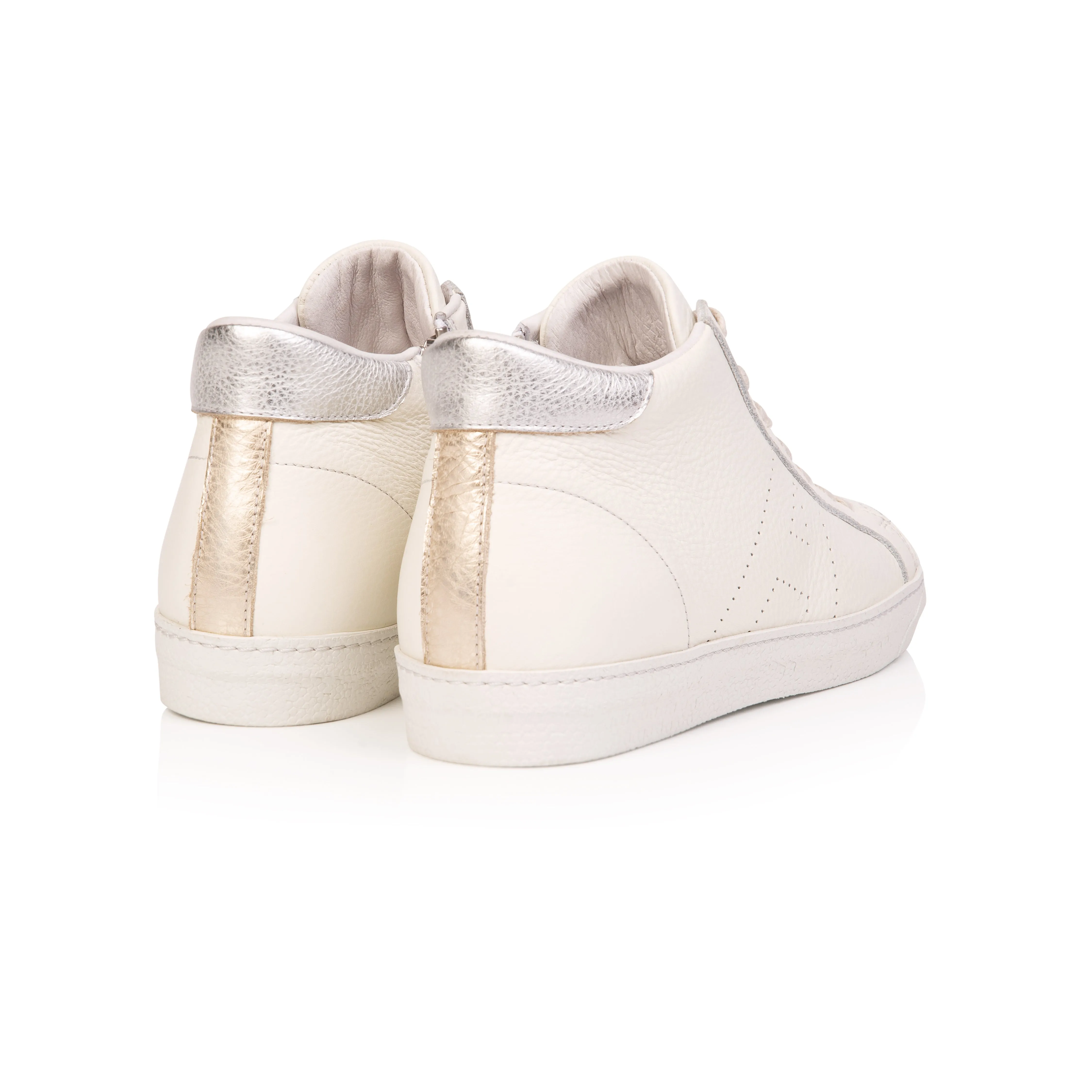Alto Signature: Off White, Gold & Silver High Top Trainers