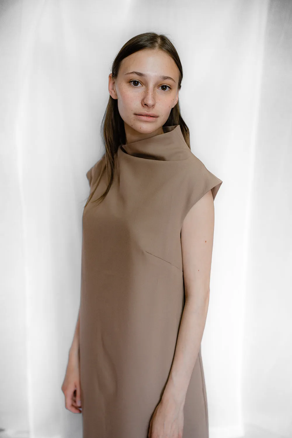 Asymmetric Dress - Beige