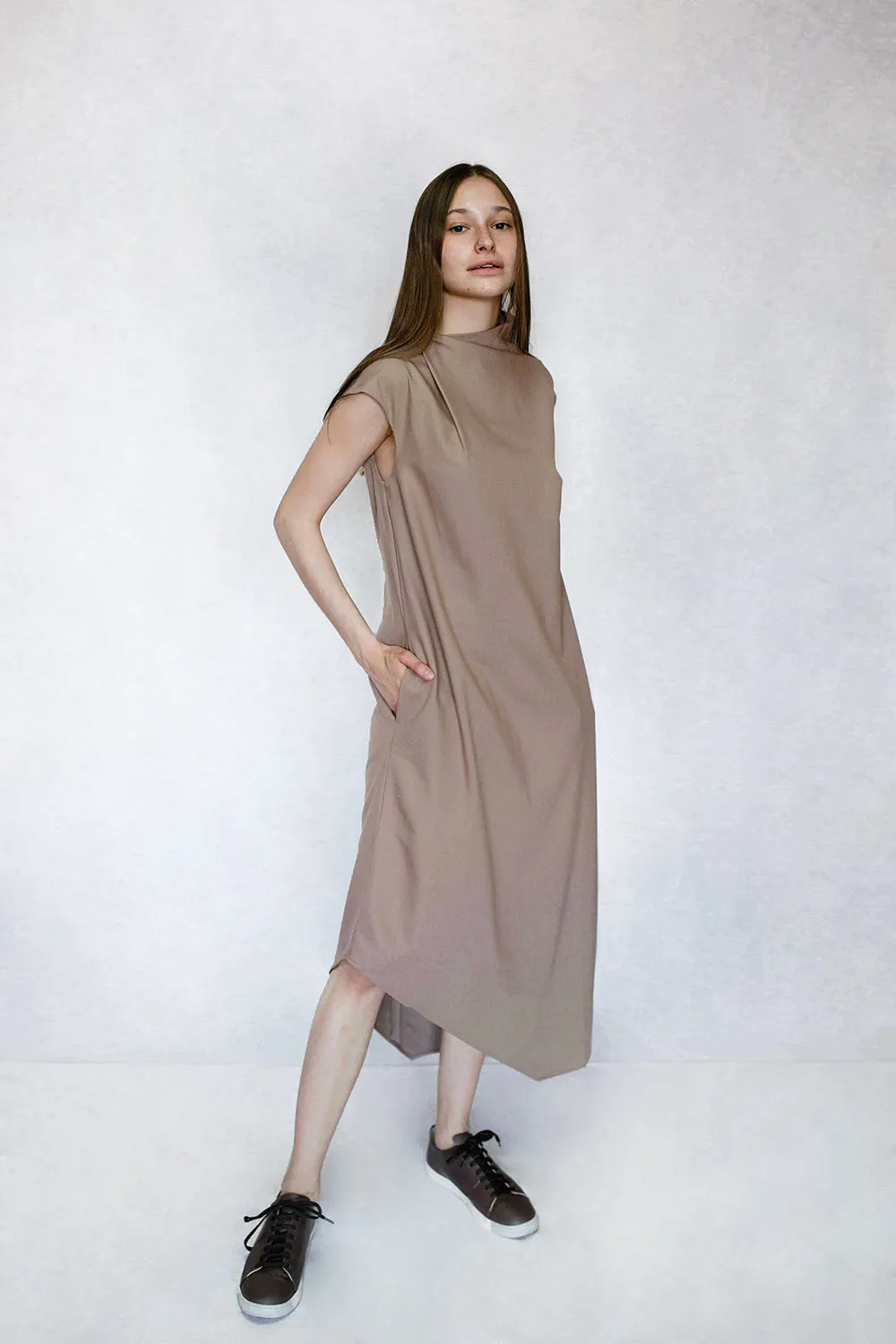 Asymmetric Dress - Beige