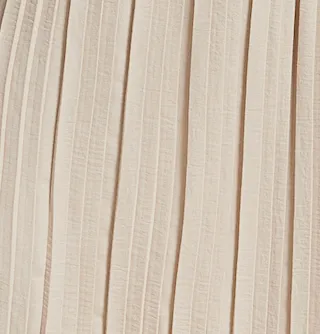 Beige Pleated Midi Dress with Tie Waist