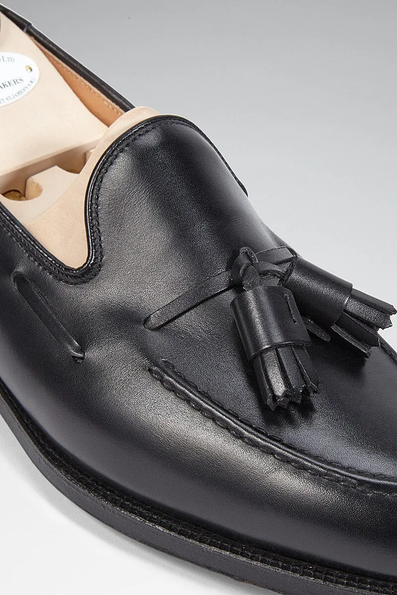 Black Calf Leather Tassel Loafers