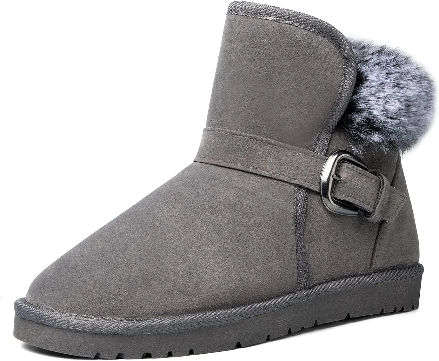 Black Faux Fur Short Suede Fluffy Ankle Boots