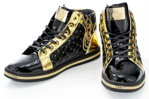 Black Urban Floral Quilted High-Top Sneakers