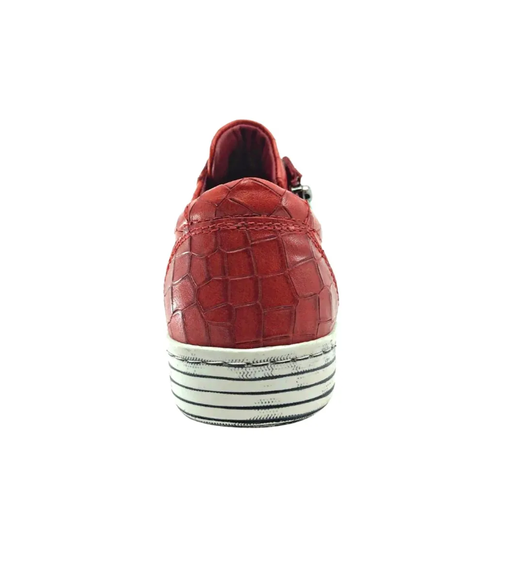 Cabello Comfort Unity Red Croco 6 Eyelet Zip Shoe Made In Turkey