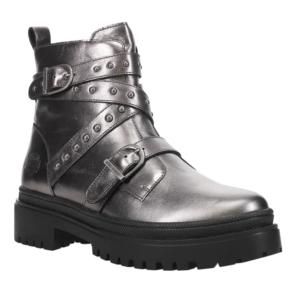 Carrigan Metallic Studded Zippered Motorcycle Boots