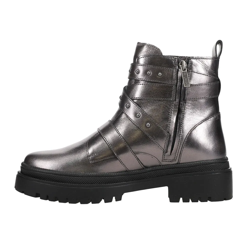 Carrigan Metallic Studded Zippered Motorcycle Boots