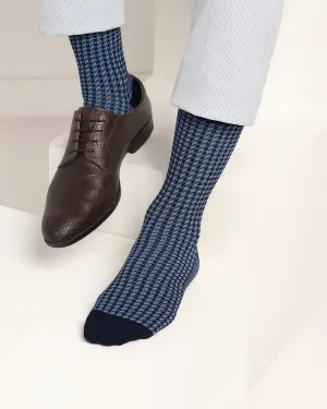 Cotton Blue Jacquard Socks - Tesla