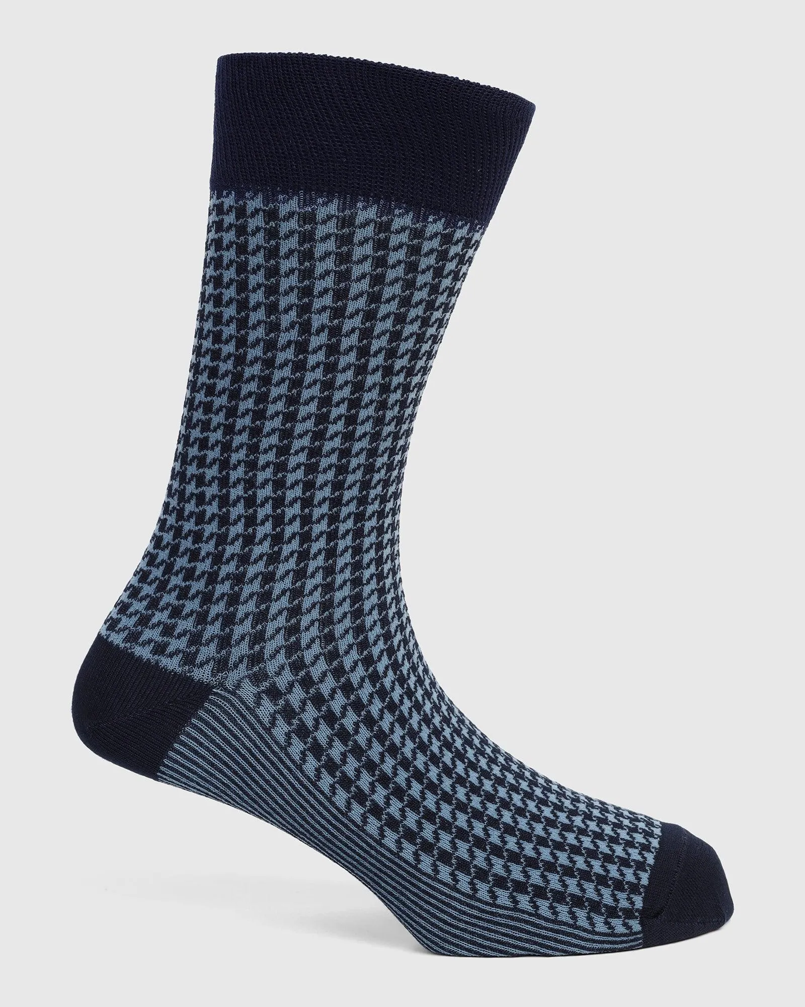 Cotton Blue Jacquard Socks - Tesla