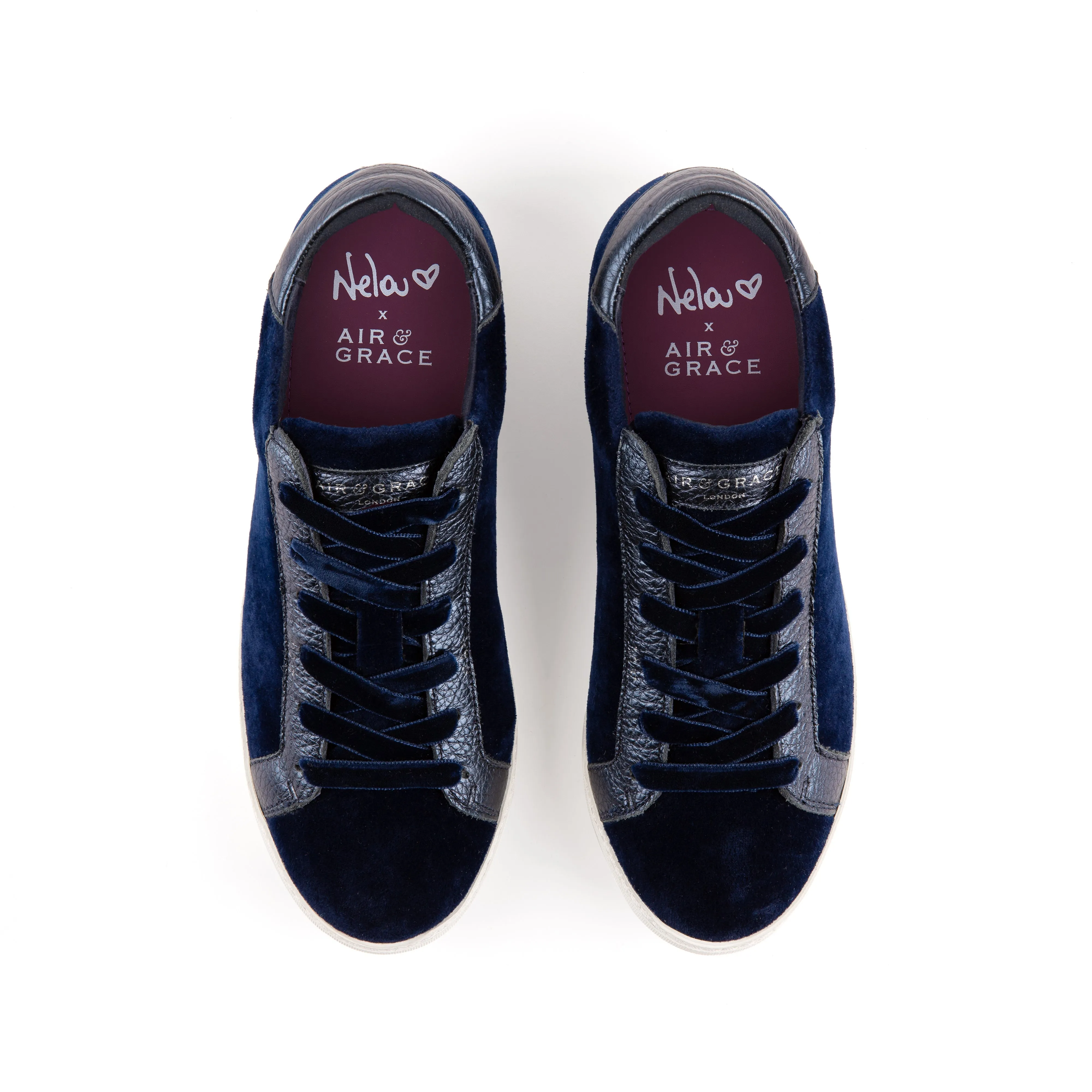 Cru: Navy Velvet Trainers
