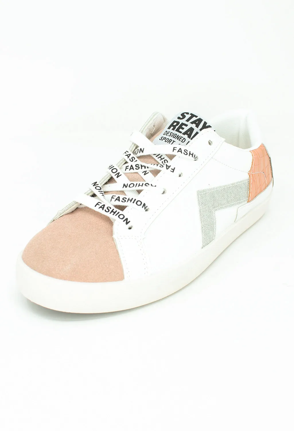 Dusty Pink Fashion Laced Trainers