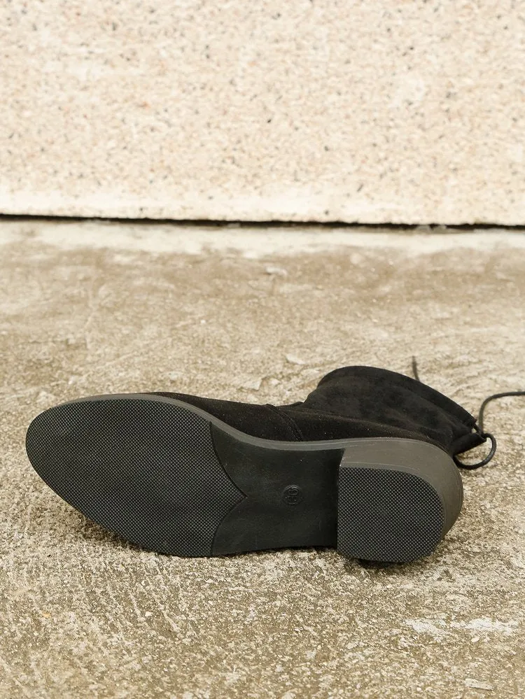 elveswallet lace-up back Black suede boots
