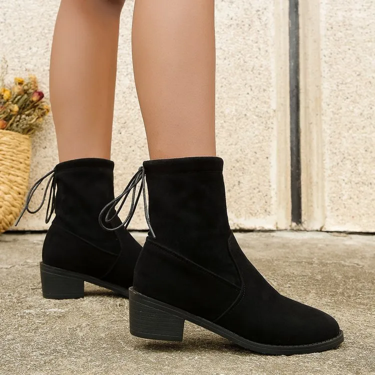 elveswallet lace-up back Black suede boots