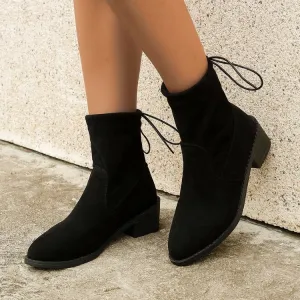 elveswallet lace-up back Black suede boots