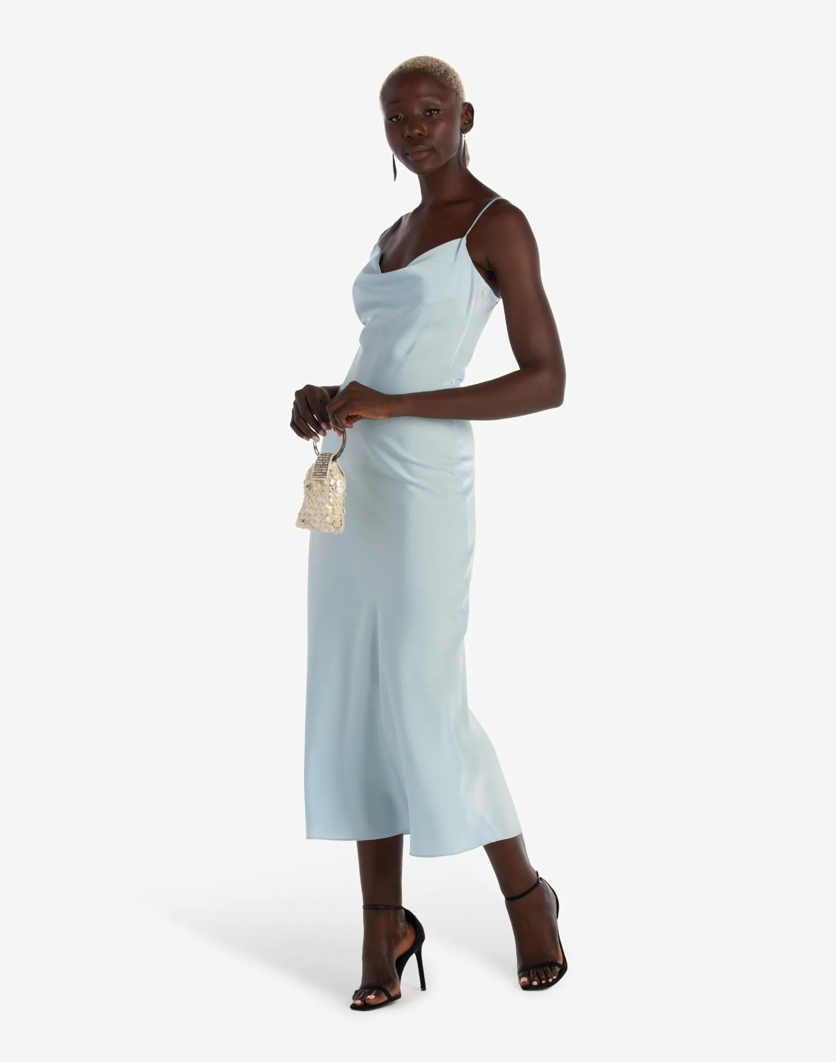 Essentials Satin Cowl-Neck Slip Dress