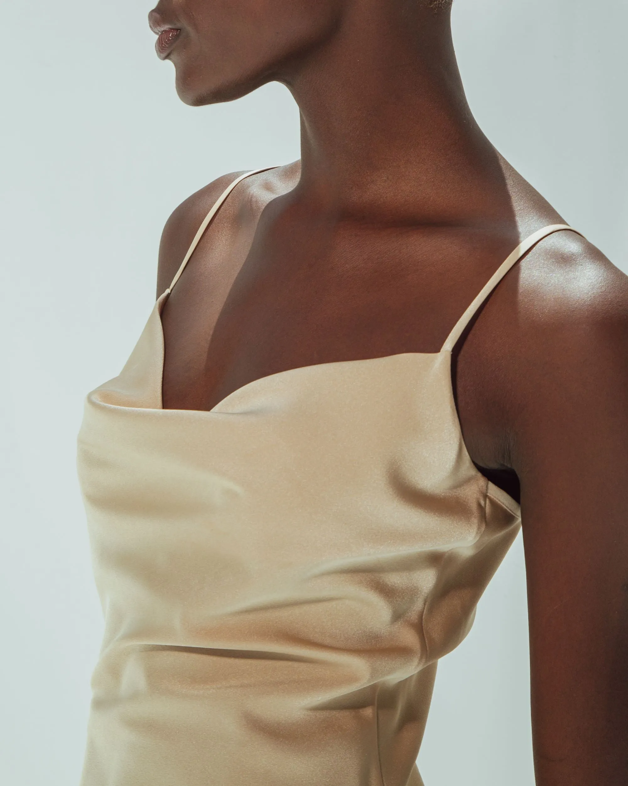Essentials Satin Cowl-Neck Slip Dress