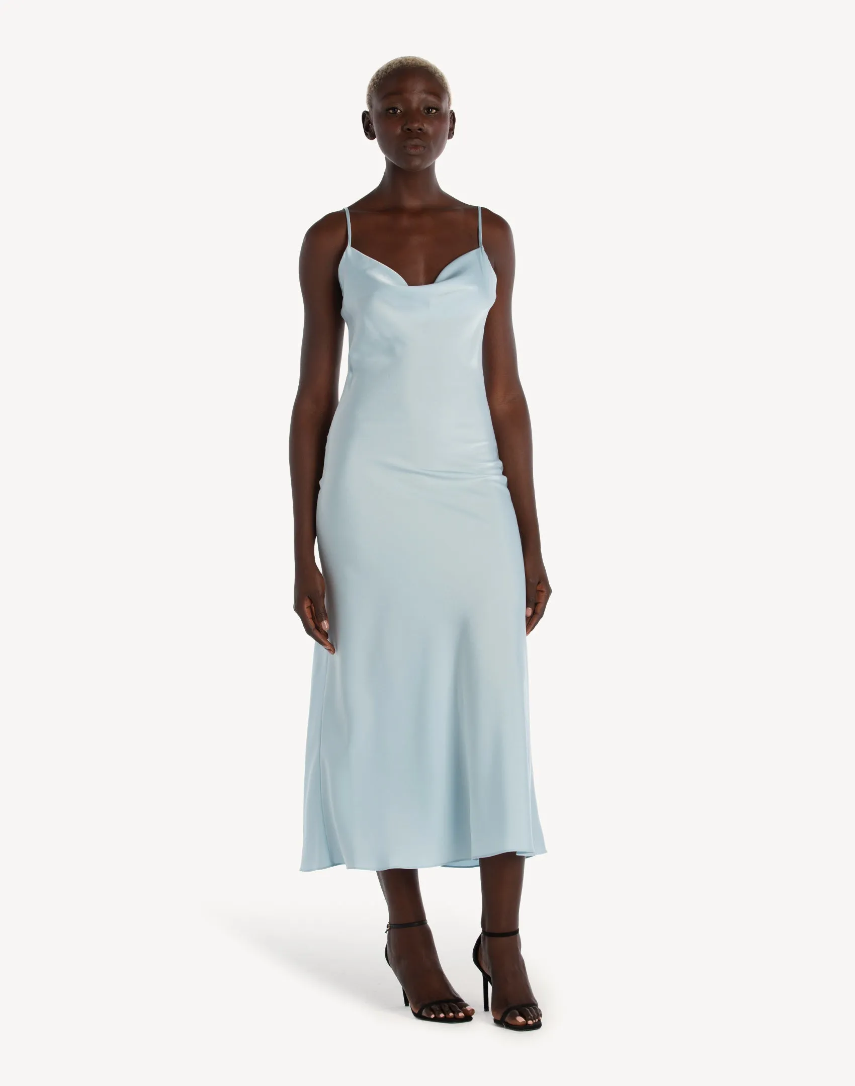 Essentials Satin Cowl-Neck Slip Dress