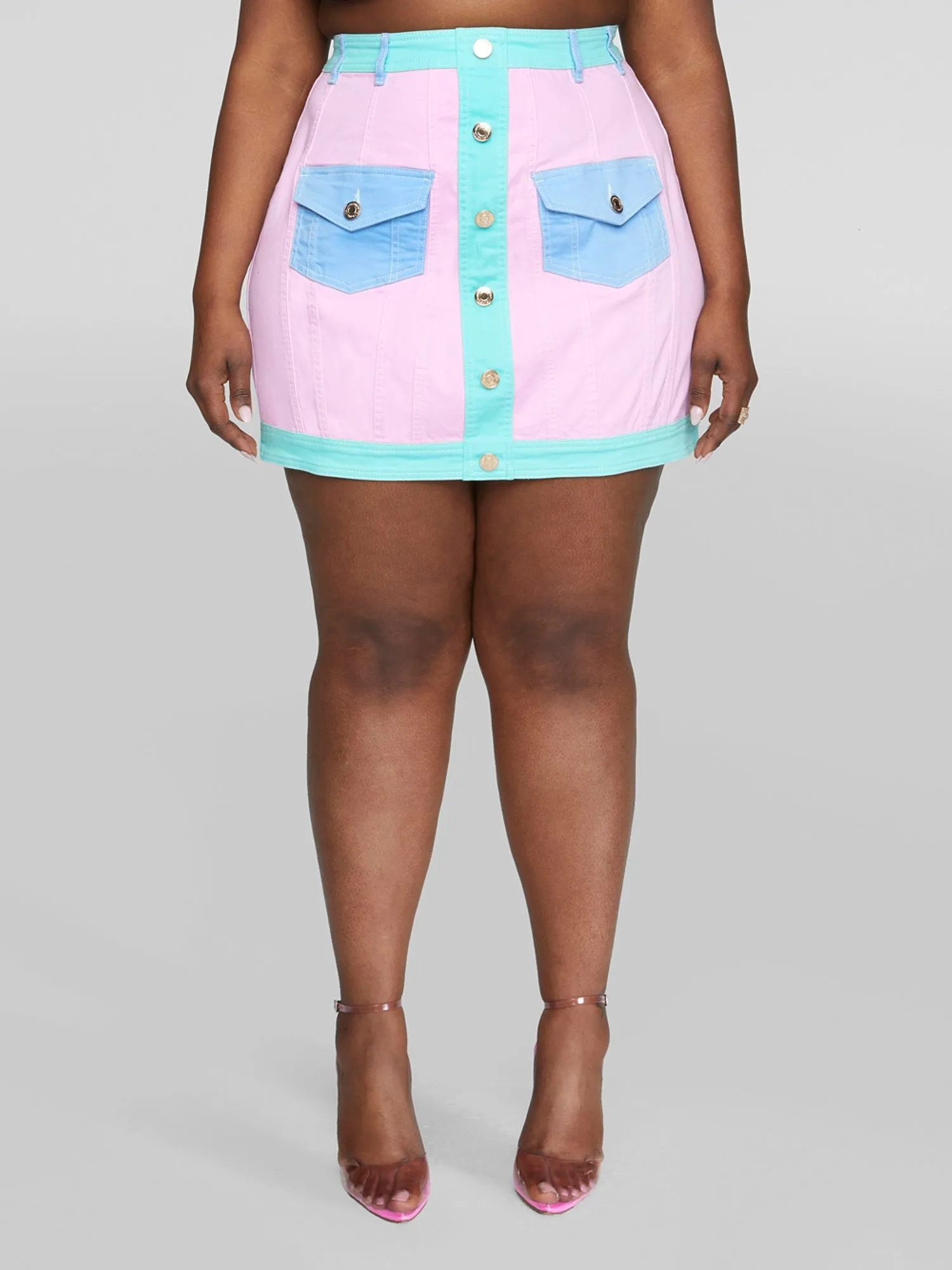 Fashion To Figure - Alicia Denim Colorblock Skirt
