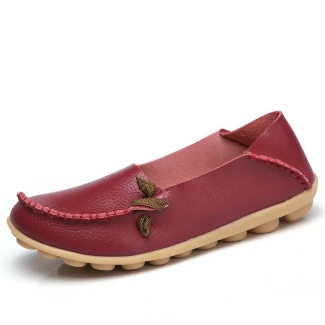 Flats Women Plus Size 34-44 Genuine Leather Shoes
