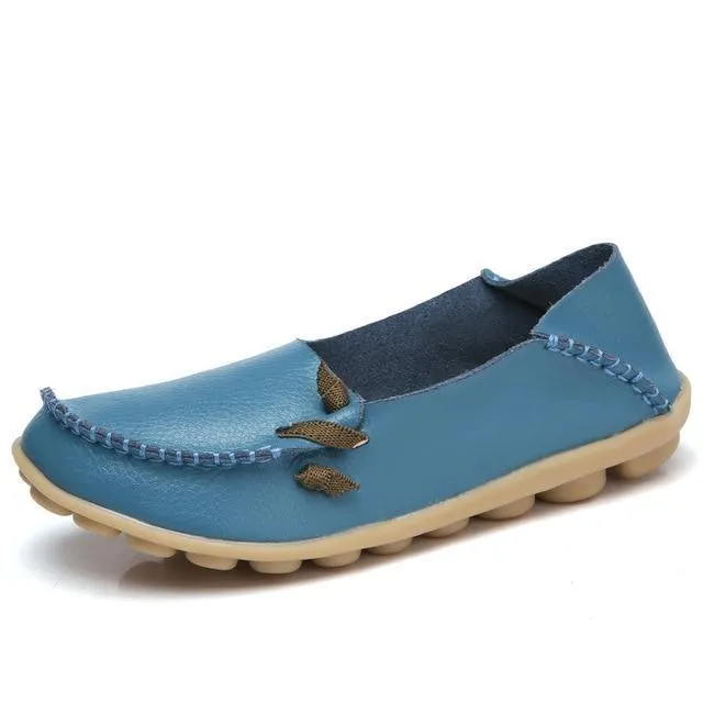 Flats Women Plus Size 34-44 Genuine Leather Shoes
