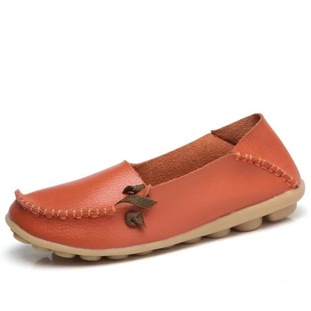Flats Women Plus Size 34-44 Genuine Leather Shoes