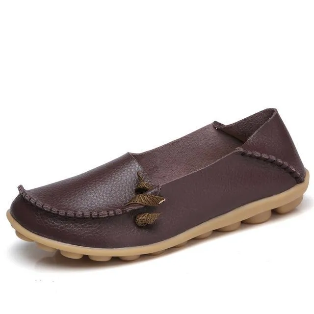 Flats Women Plus Size 34-44 Genuine Leather Shoes