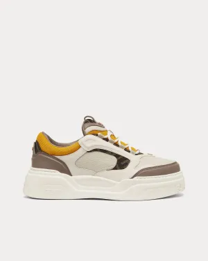 Force Leather White / Brown / Yellow Low Top Sneakers