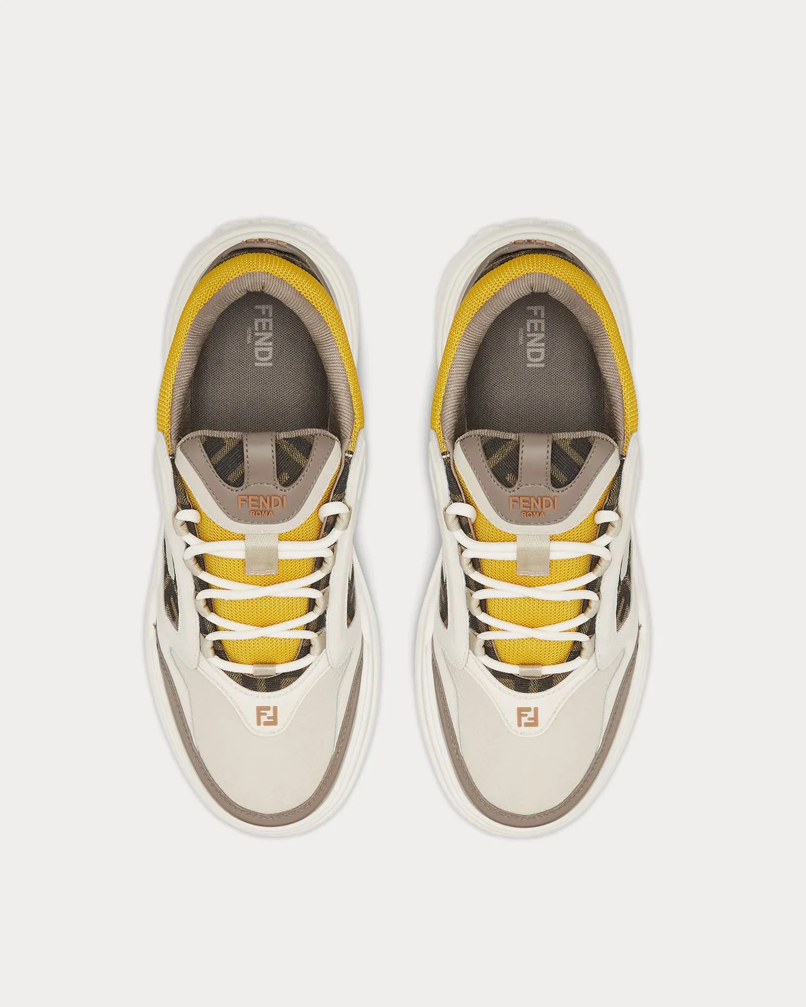 Force Leather White / Brown / Yellow Low Top Sneakers