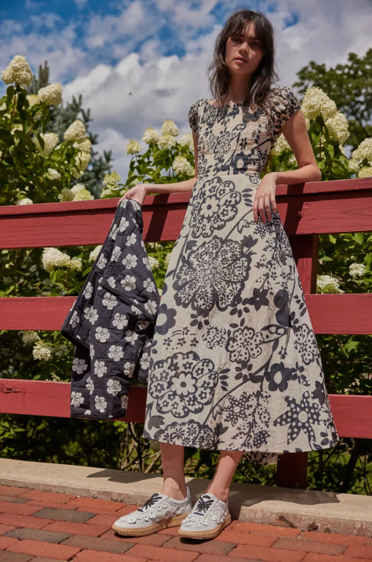 FREE PEOPLE ULTRAVIOLET DRESS IN BRIGHT WHITE COMBO