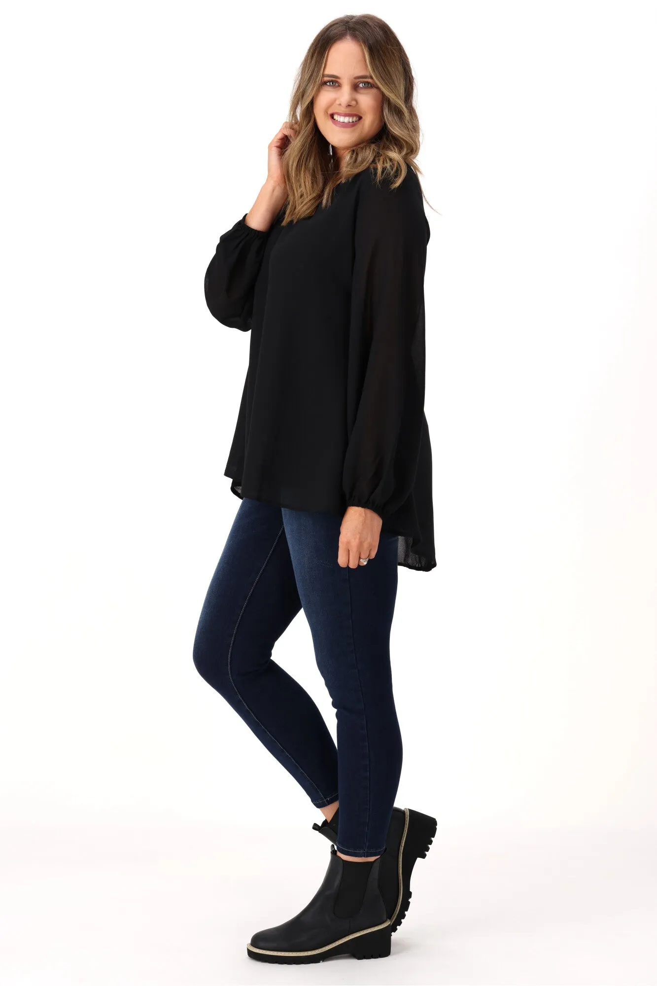 Gloss by Shine On Melli Flared Top Black