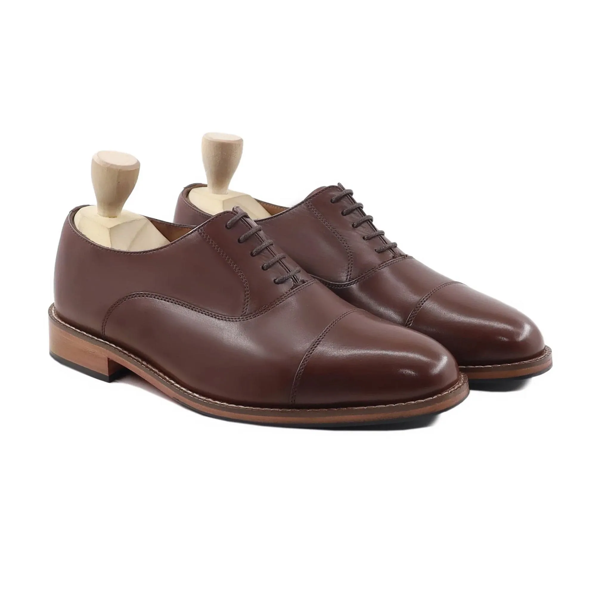 Handmade, Custom Men's Brown Calf Leather Oxford Shoes
