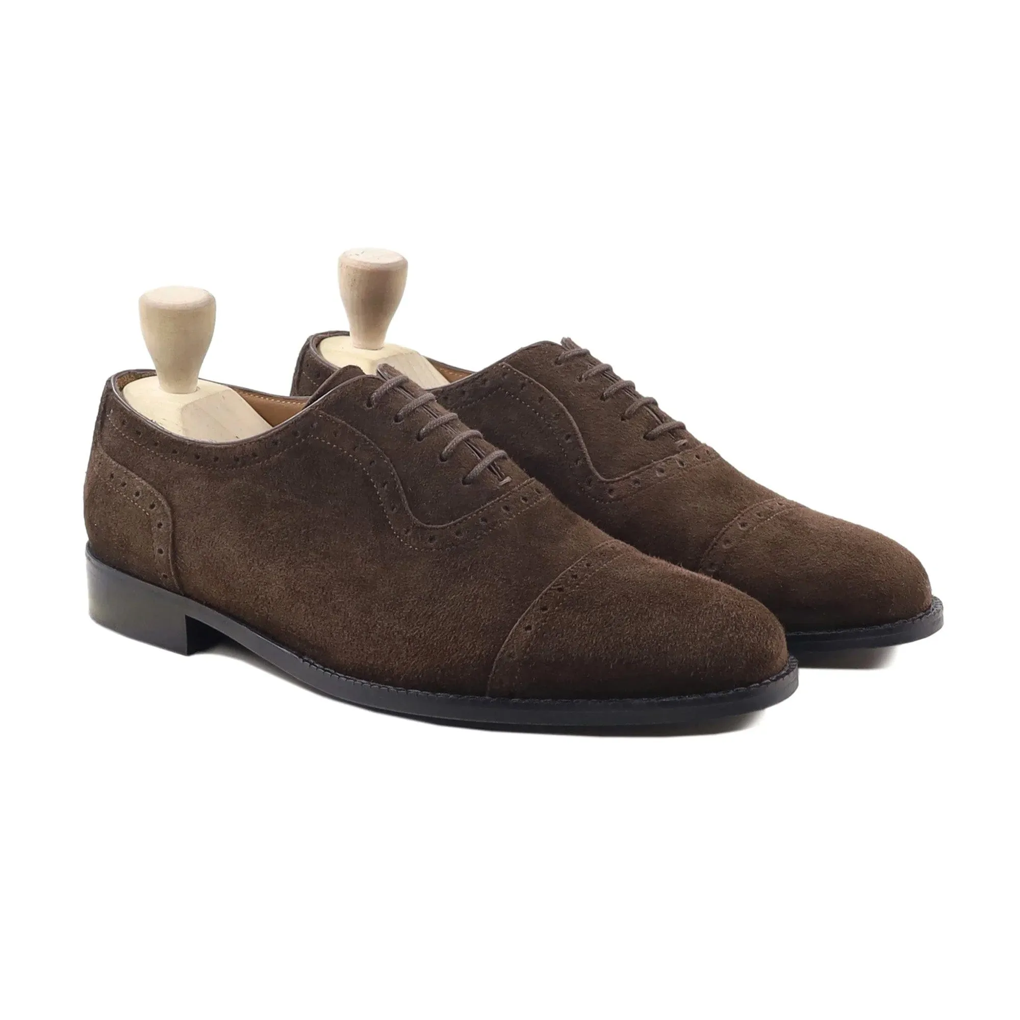 Handmade, Custom Men's Dark Brown Kid Suede Oxford Shoes