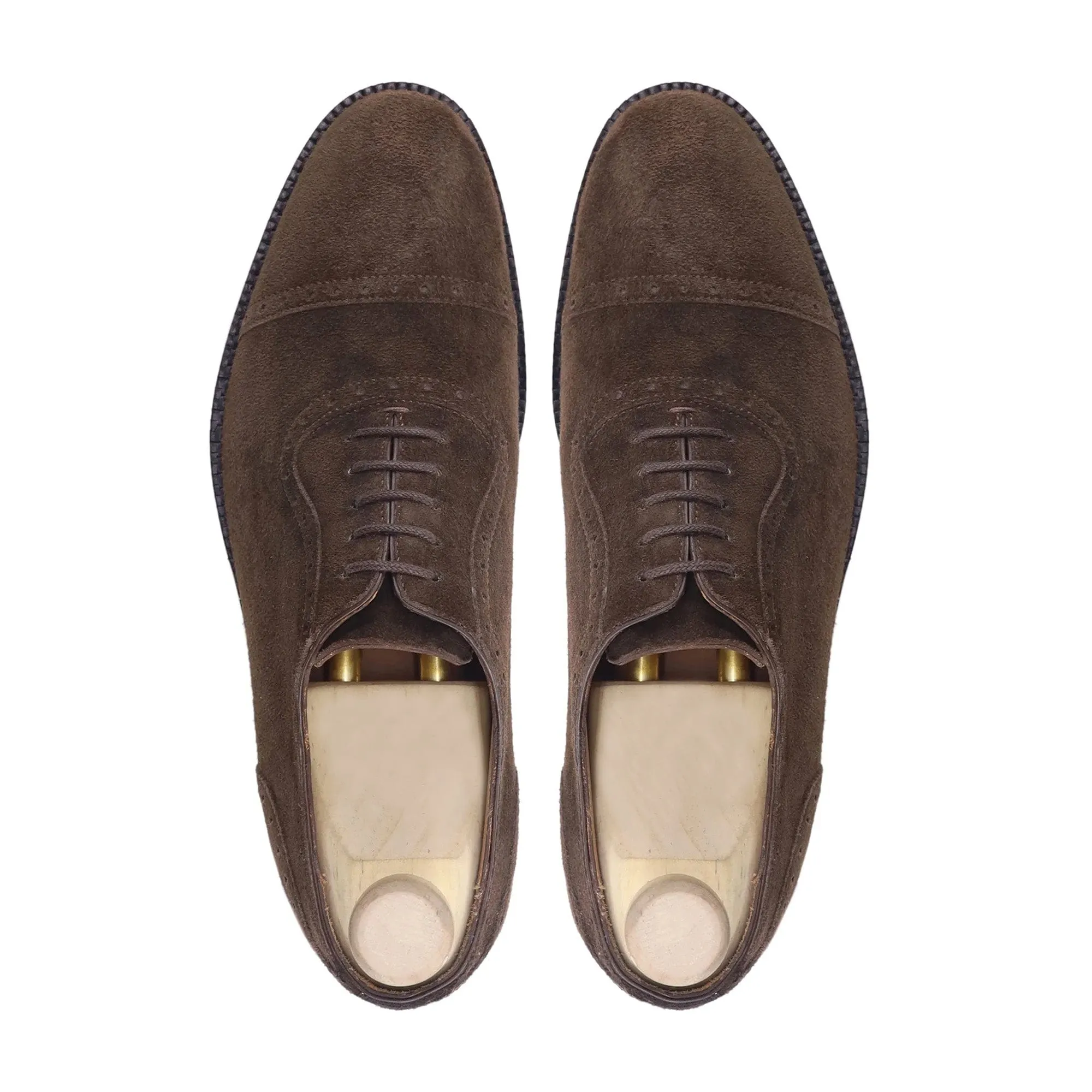 Handmade, Custom Men's Dark Brown Kid Suede Oxford Shoes