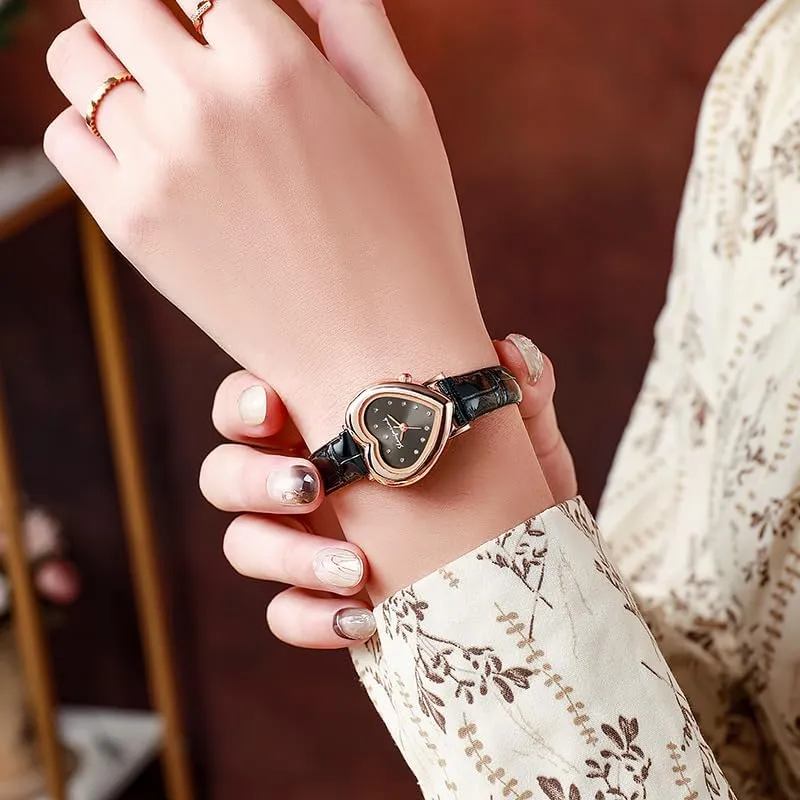 Heart Shape Retro Bracelet Watch for Man Women, Luxe Elegant, Small Dial, Minimalist Design, Chain Strap, Refined Style