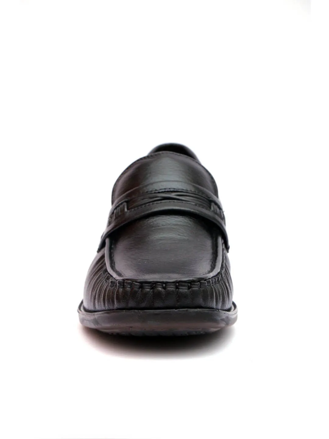Hitz Men's Black Leather Slp On Comfort Shoes