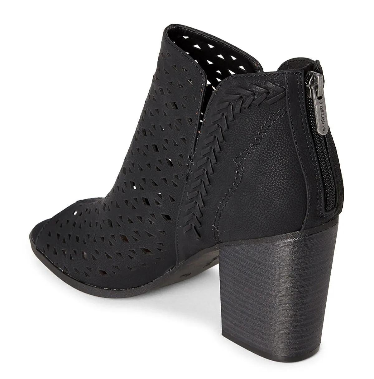 INDIGO RD. Women's Perforated Faux Suede Peep Toe Ankle Booties