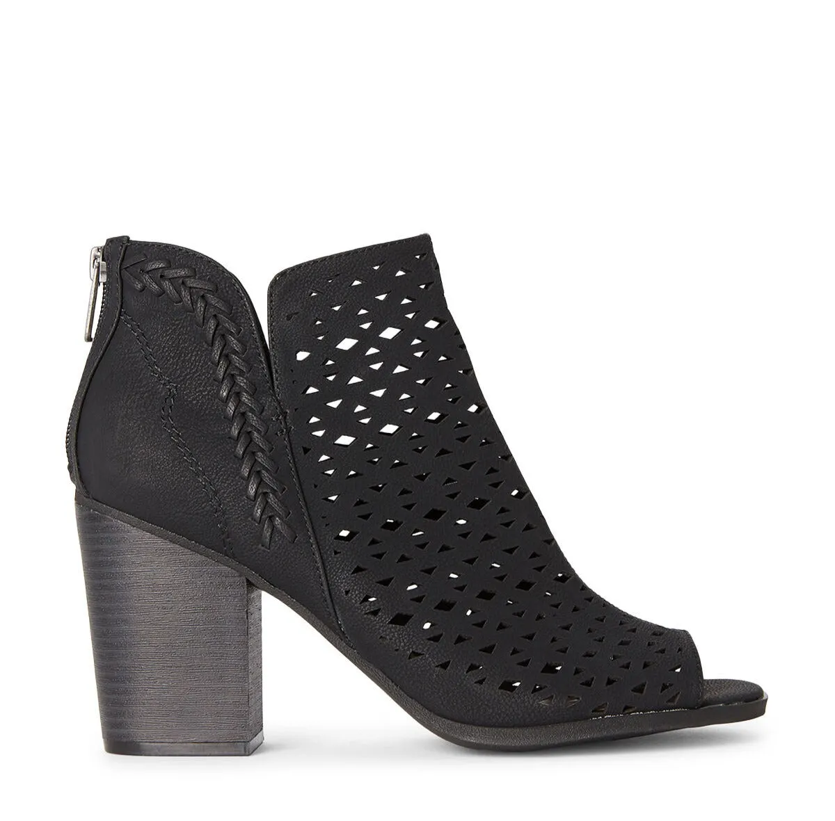 INDIGO RD. Women's Perforated Faux Suede Peep Toe Ankle Booties