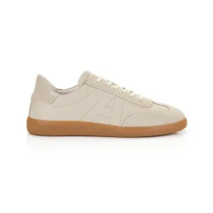 Isla: Beige Leather & Suede Trainers