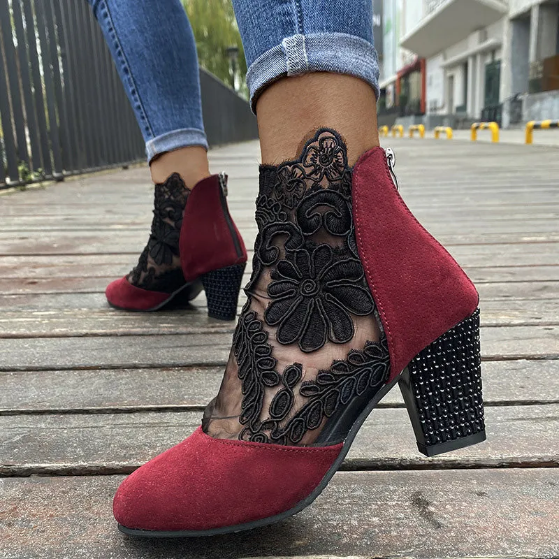 JOLIE - Chic Lace Heeled Boots