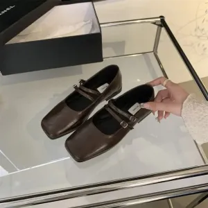 Joskaa Designer Spring Women Mary Jane Shoes Fashion Square Toe Ladies Comfort Soft Sole Flats Women's Comfort Ballerinas Shoes