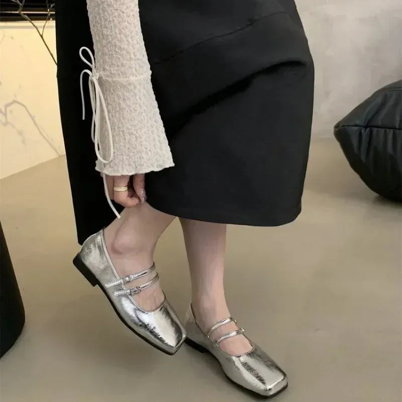 Joskaa Designer Spring Women Mary Jane Shoes Fashion Square Toe Ladies Comfort Soft Sole Flats Women's Comfort Ballerinas Shoes