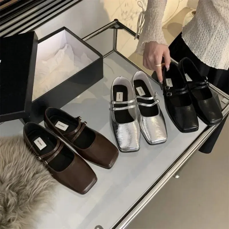 Joskaa Designer Spring Women Mary Jane Shoes Fashion Square Toe Ladies Comfort Soft Sole Flats Women's Comfort Ballerinas Shoes