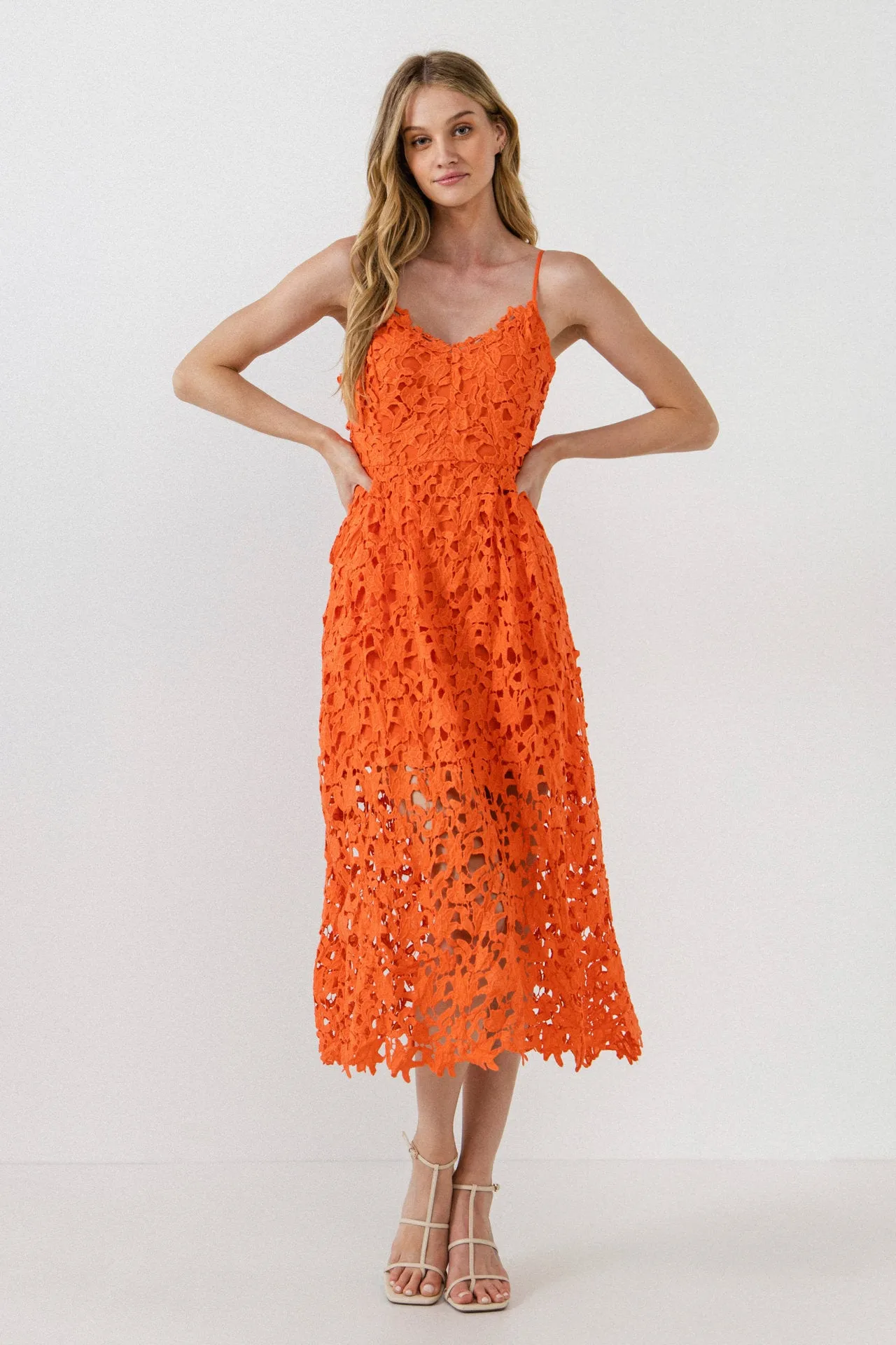 Lace Cami Midi Dress