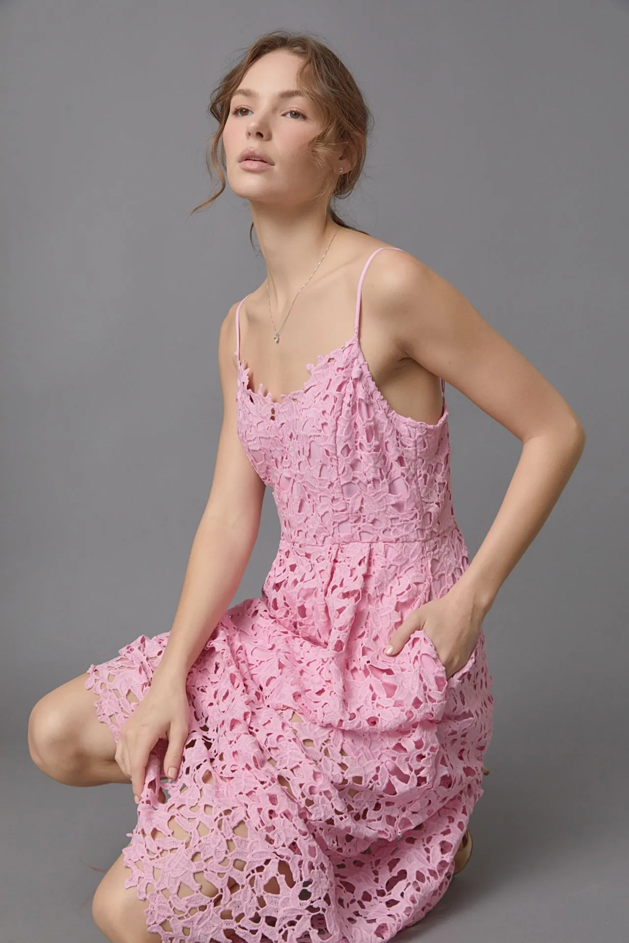 Lace Cami Midi Dress
