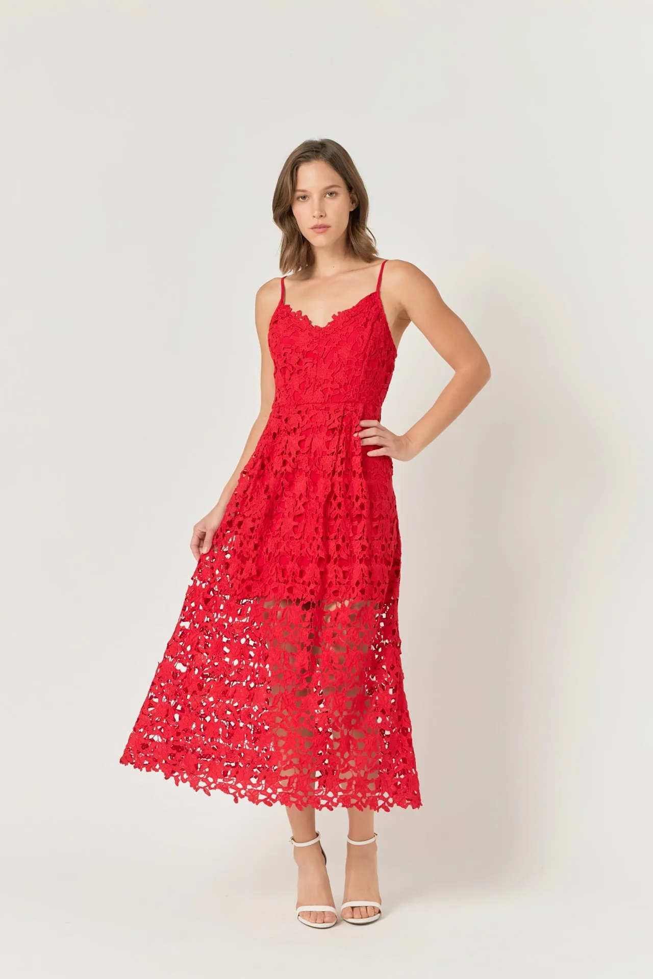 Lace Cami Midi Dress