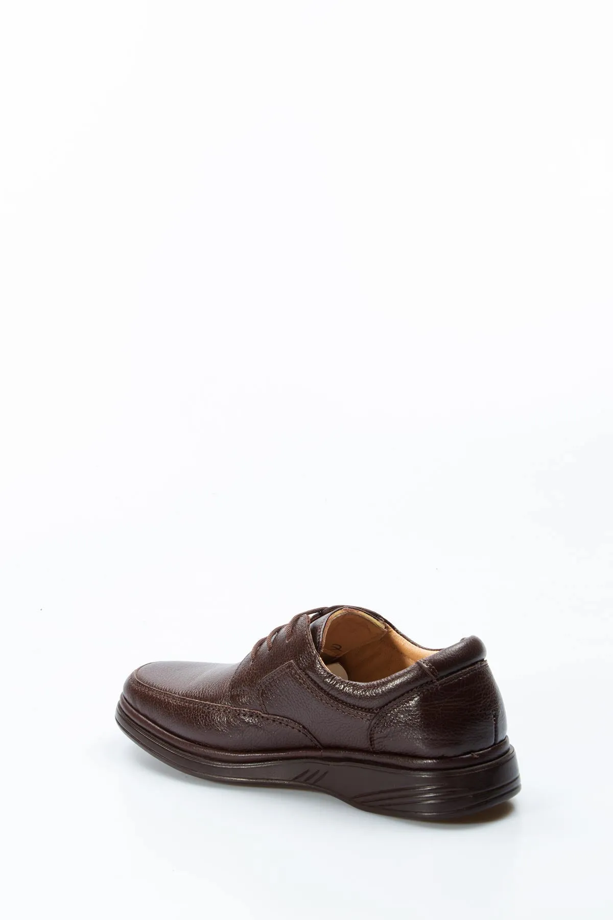 Men's Brown Orthopedic Leather Casual Lace-Up Comfort Shoes - Wessi