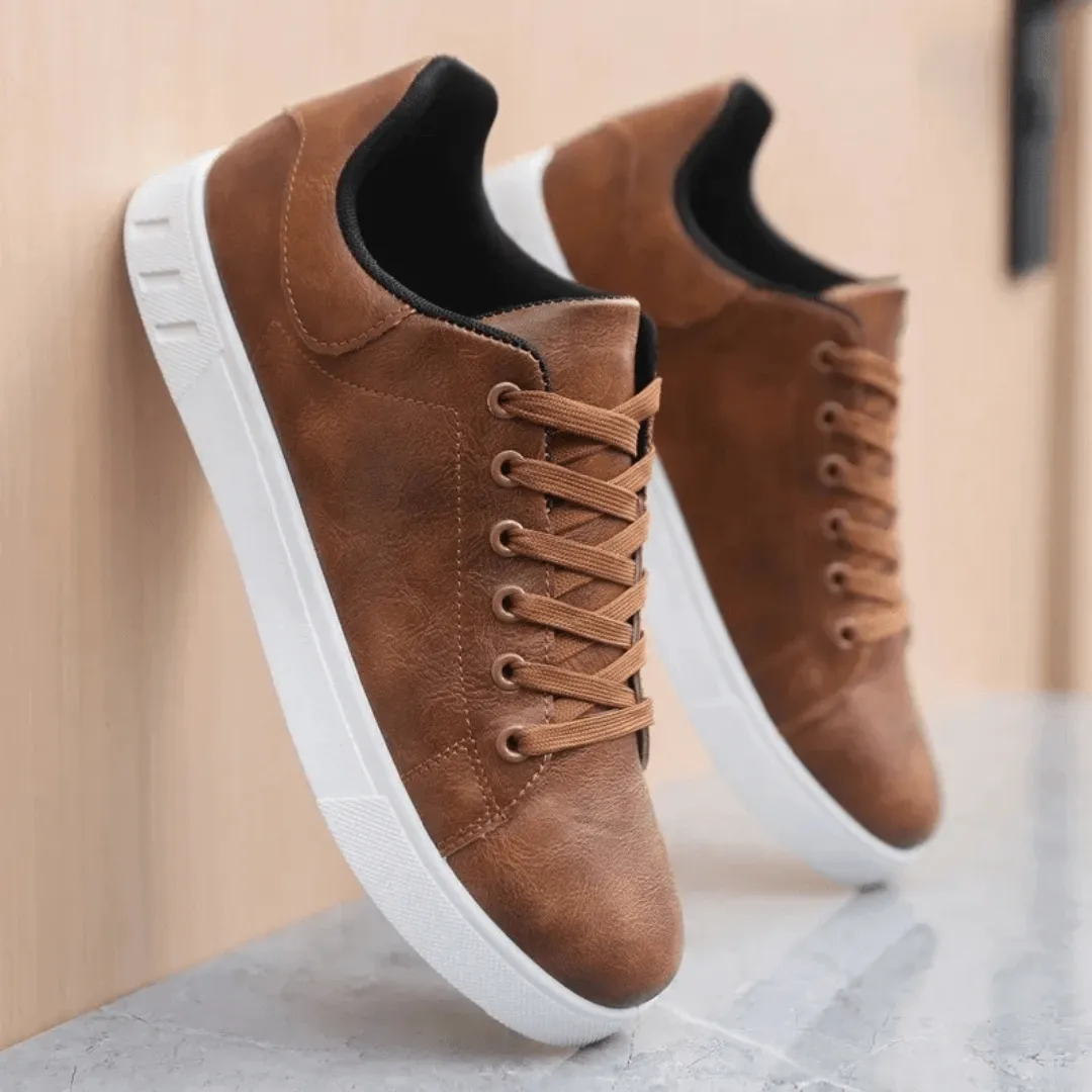 Men's Vegan Leather Sneakers with Cushioned Insole