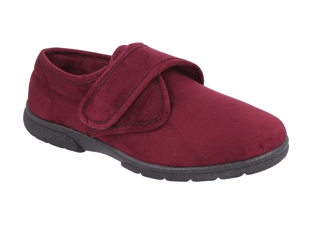 Mens Wide Fit Daniel Burgundy Slippers