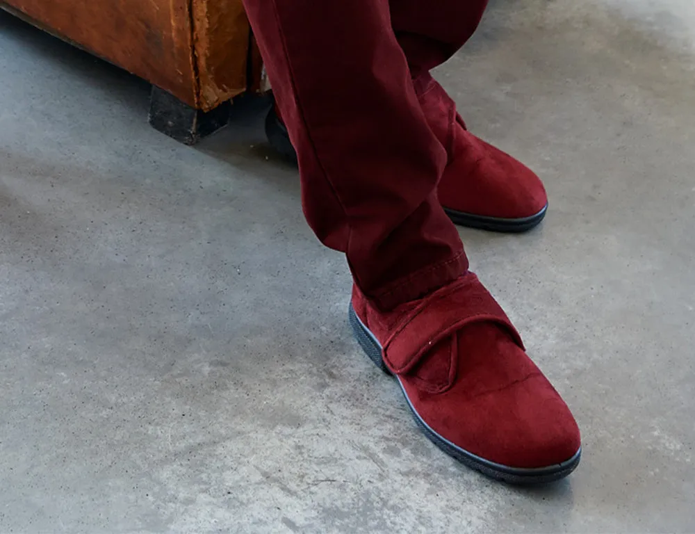 Mens Wide Fit Daniel Burgundy Slippers