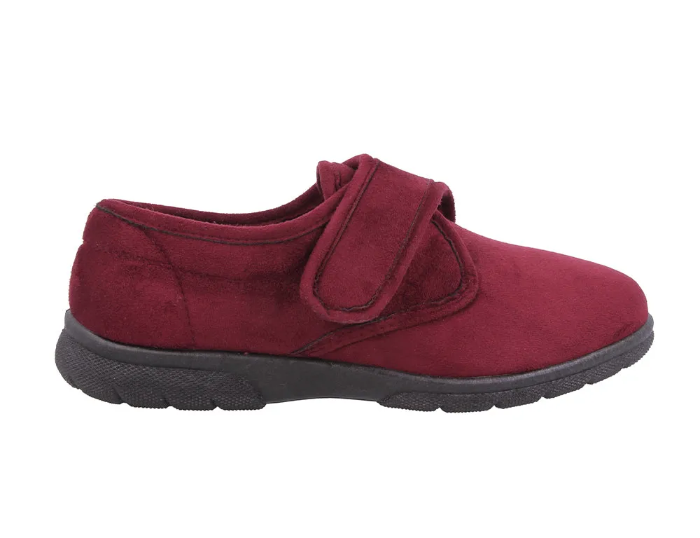 Mens Wide Fit Daniel Burgundy Slippers