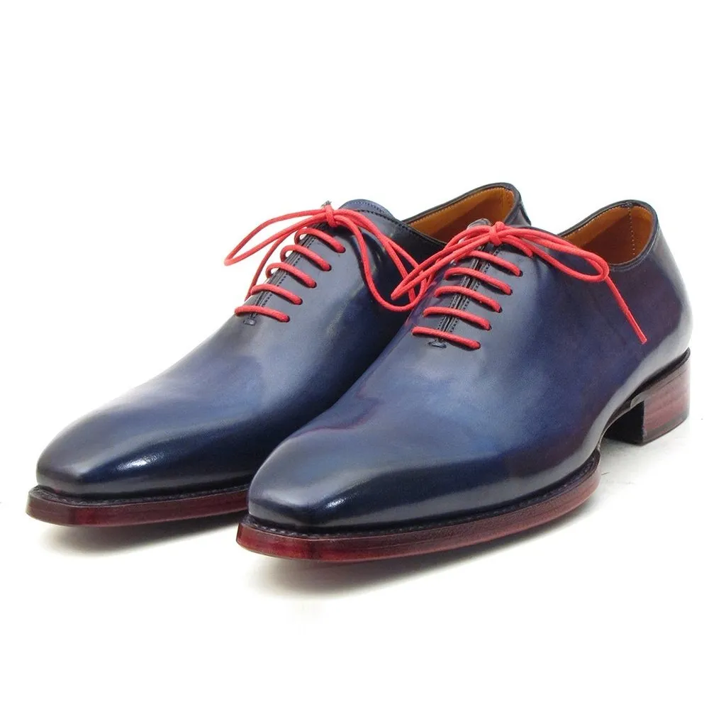 Paul Parkman Men's Goodyear Welted Wholecut Oxfords Navy Blue  (ID#044CR)
